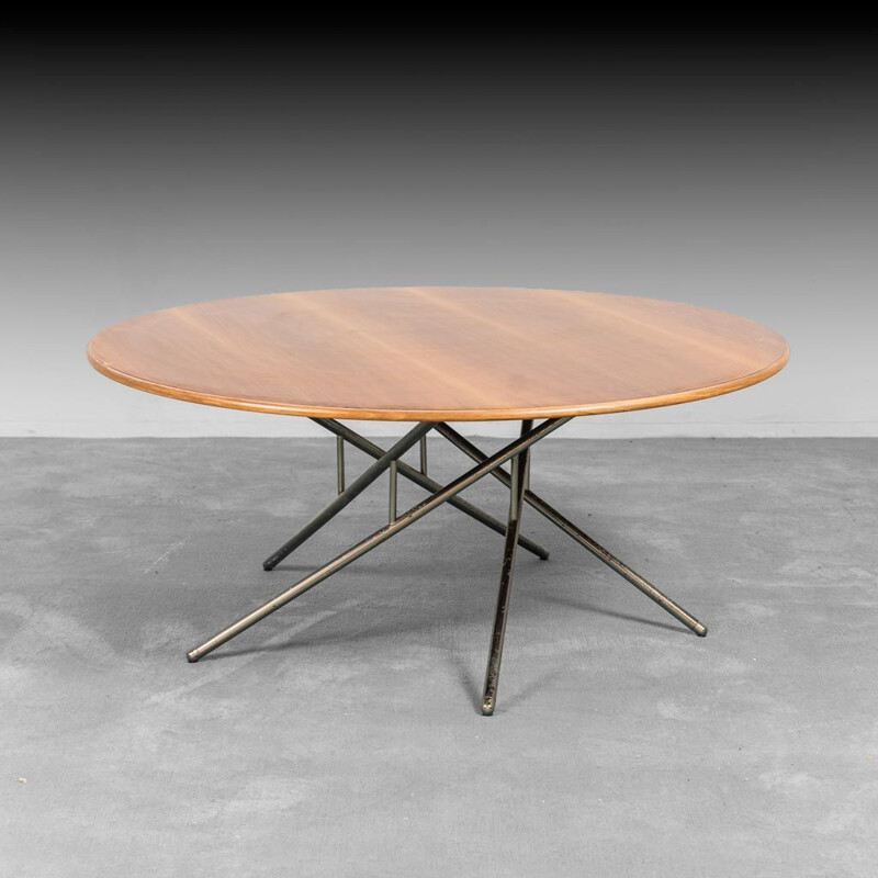 Mesa de centro vintage de madera y metal, 1950