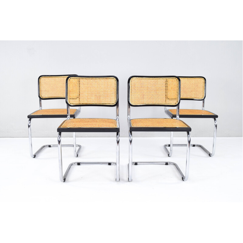 Set of 4 mid-century Italian B32 Cesca chairs by Marcel Breuer, 1970s