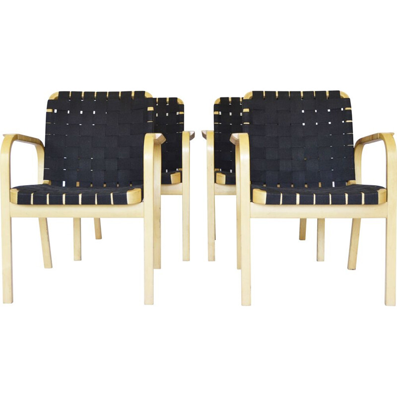 Set of 4 vintage model 45 dining chairs by Alvar Aalto for Artek, 1960s