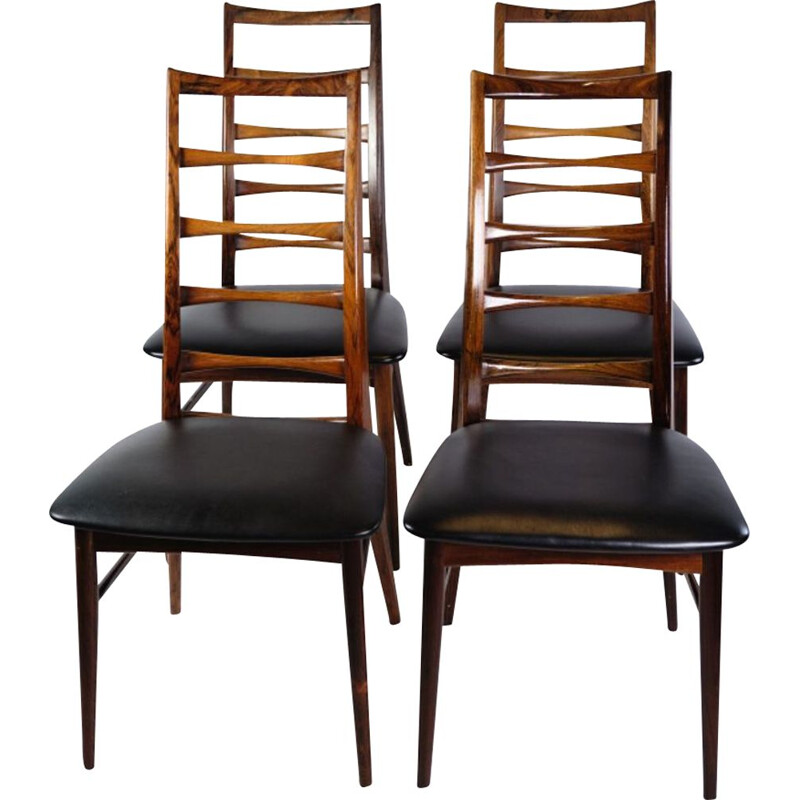 Set of 4 vintage high-backed rosewood chairs by Niels Kofoed, 1960s