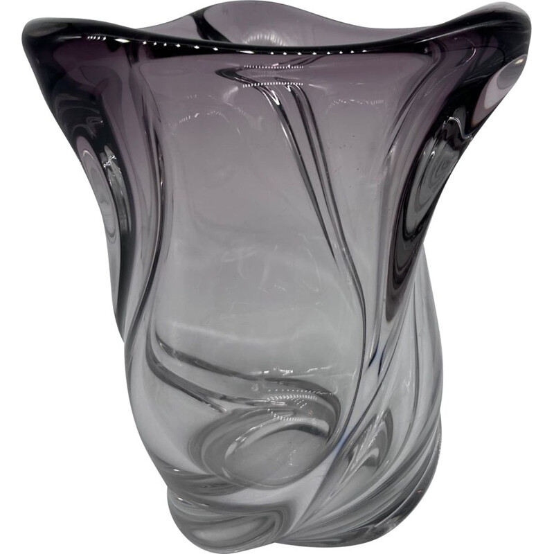 Vase vintage en cristal Val Saint Lambert, 1960