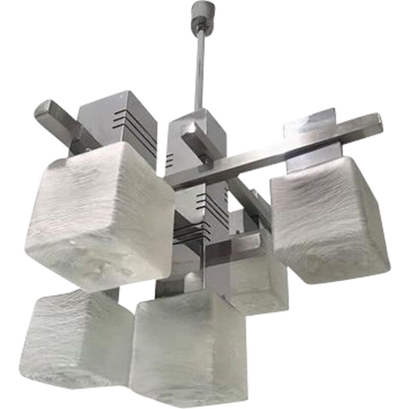 Vintage Cube chandelier in Murano glass by Gaetani Scoliari, 1970