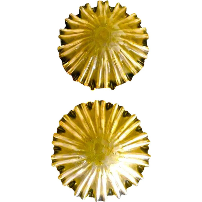 Pair of vintage Syl Lux sun wall lamps in Murano glass, 1970