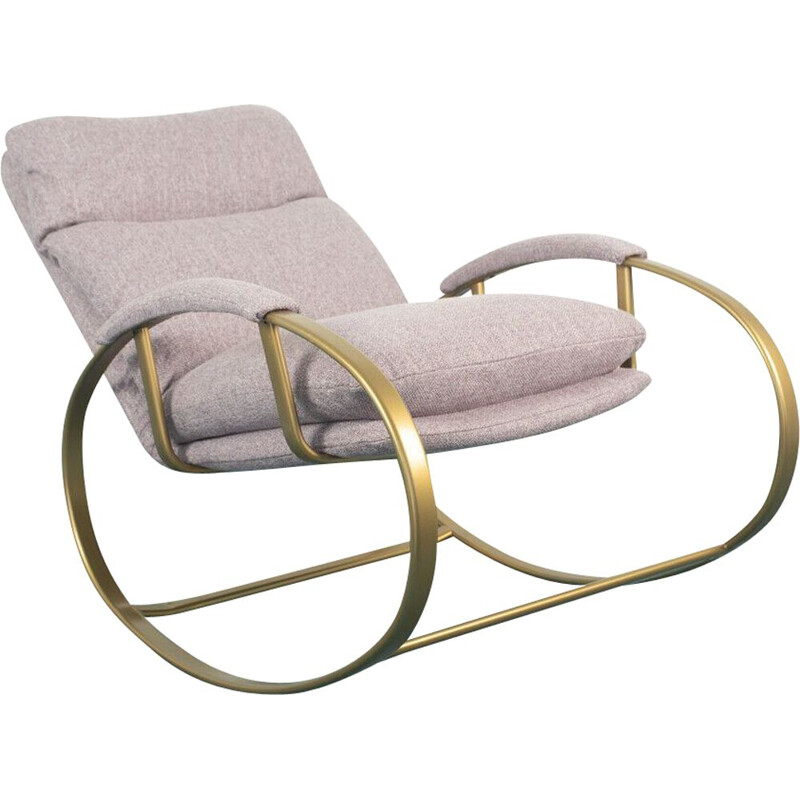 Chaise à bascule vintage en métal et tissu par Guido Faleschini, 1970