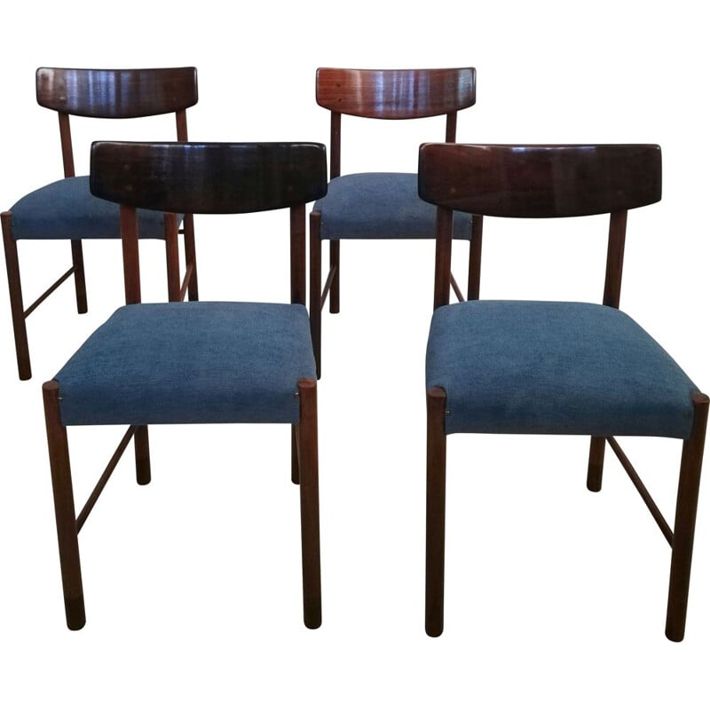 Set of 4 mid-century Danish dining chairs in mahogany & rosewood, 1960-1970s