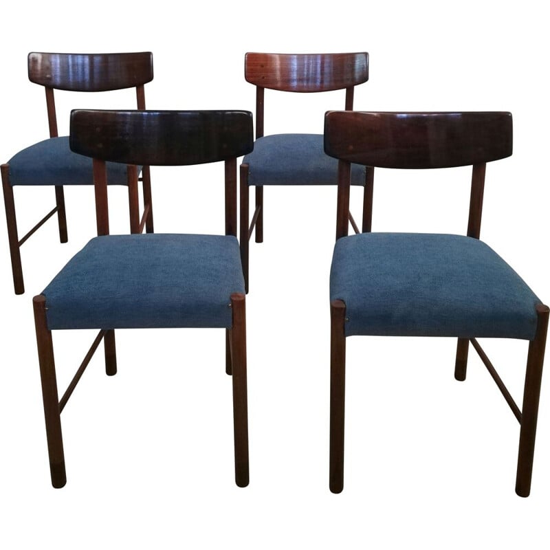 Set van 4 vintage Deense mahonie en palissander stoelen, 1960-1970