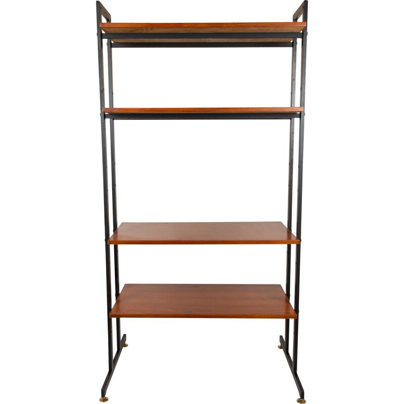 Vintage iron and teak shelves, 1960s