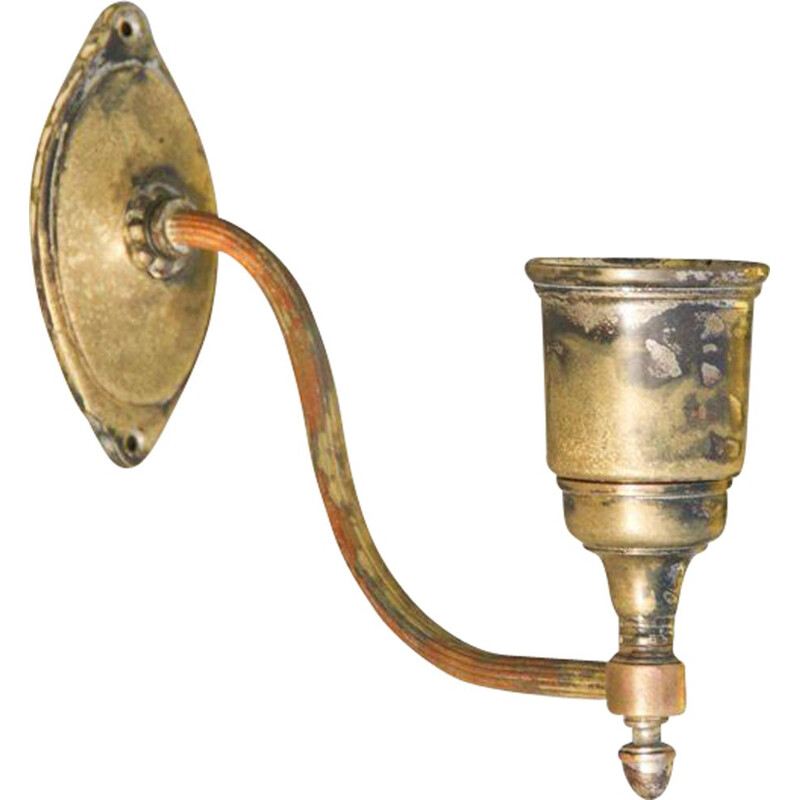 Lampada da parete tedesca d'epoca in ottone, 1900