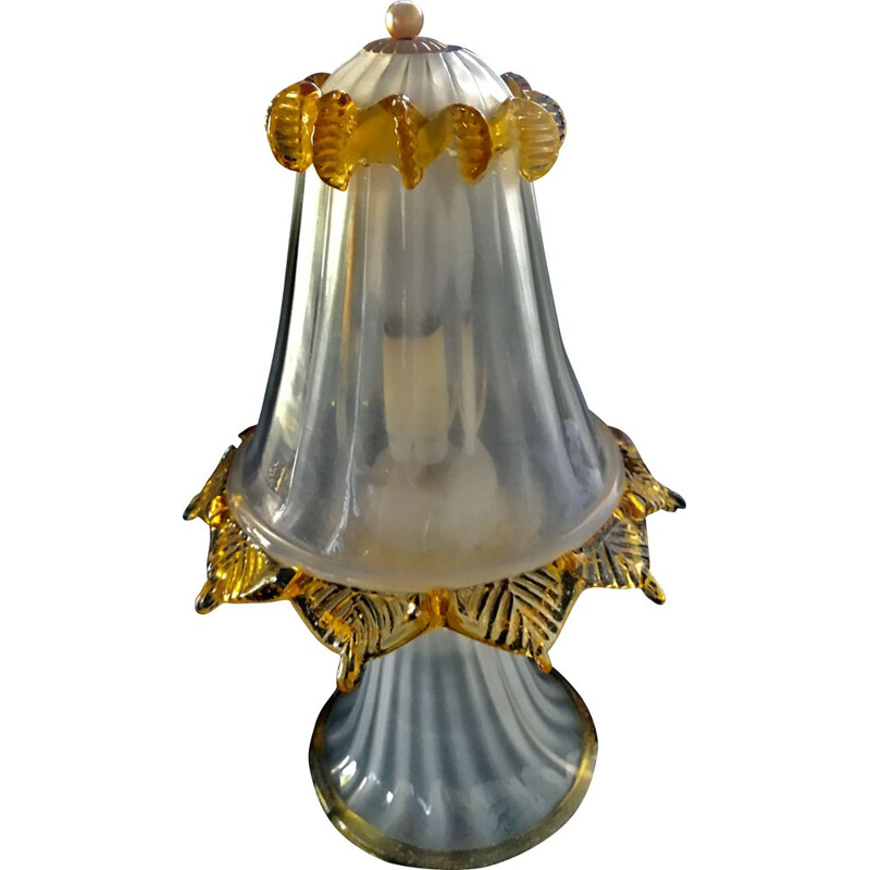 Pair of vintage Barovier lamps in Murano glass, 1970s