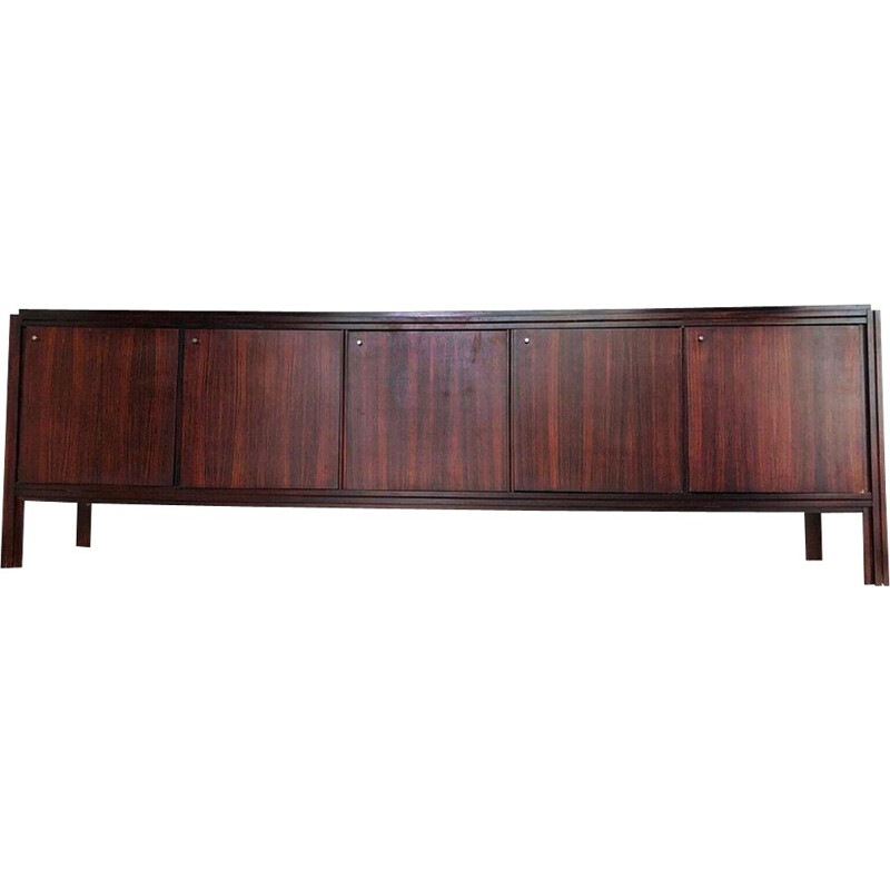 Vintage wooden sideboard with 5 doors and 3 drawers, 1970