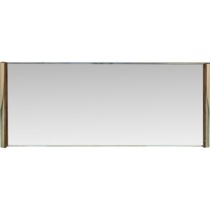 Vintage glass and brass wall mirror, Sweden 1970