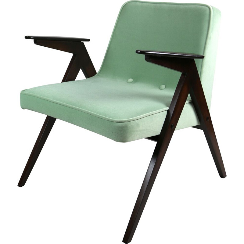 Cadeira de braços verde claro Vintage Bunny, por Józef Chierowski, 1970