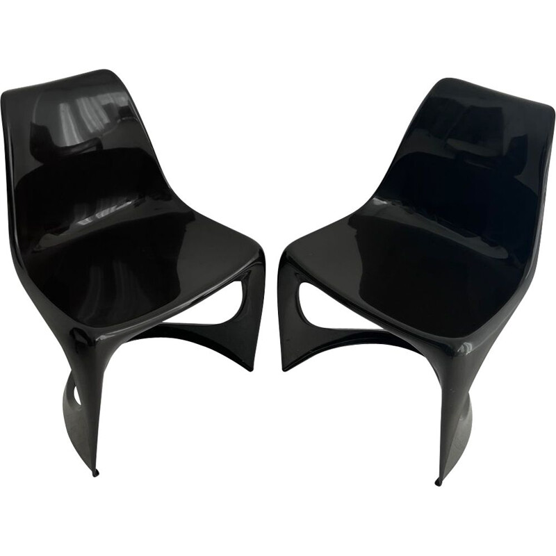 Paar vintage zwarte A Line 290 stoelen van Steen Ostergaard voor Cado, 1966