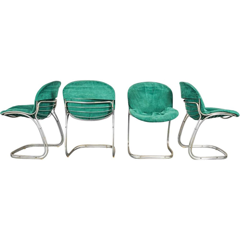 Ensemble de 4 chaises vintage vertes Sabrina par Gastone Rinaldi, Suède 1970