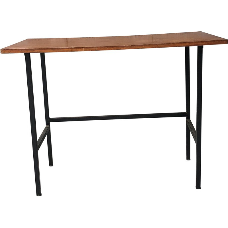 Vintage steel tube desk with oakwood top, 1950