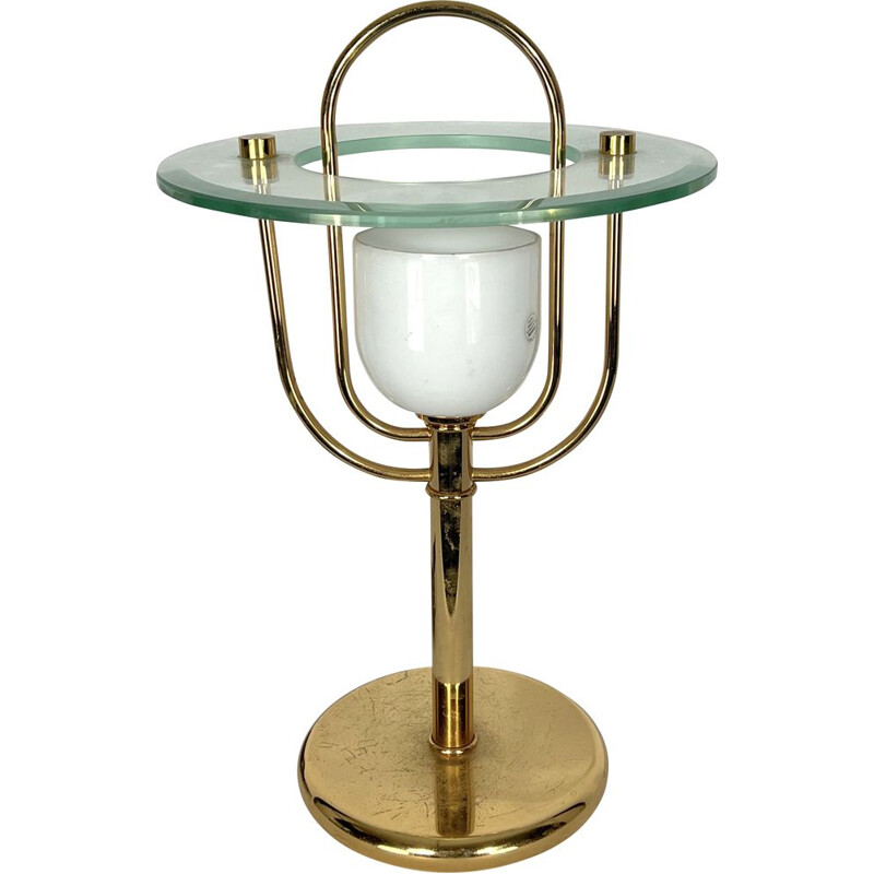 Vintage brass and glass table lamp, 1970s