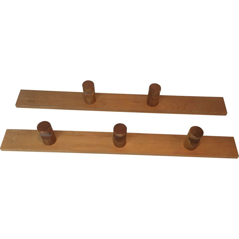 Pair of vintage wall coat racks by Charlotte Perriand, France 1970