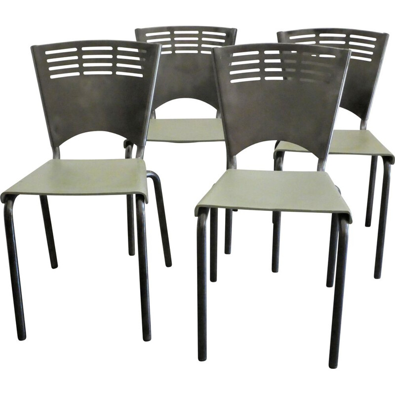 Set di 4 sedie vintage in metallo, 1960