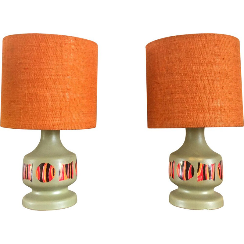Paire de lampes vintage en céramique, 1970