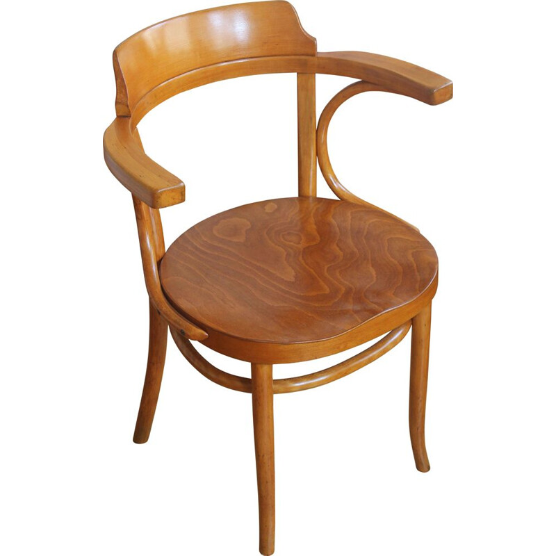 Cadeira de madeira Vintage Mundus, Checoslováquia 1930