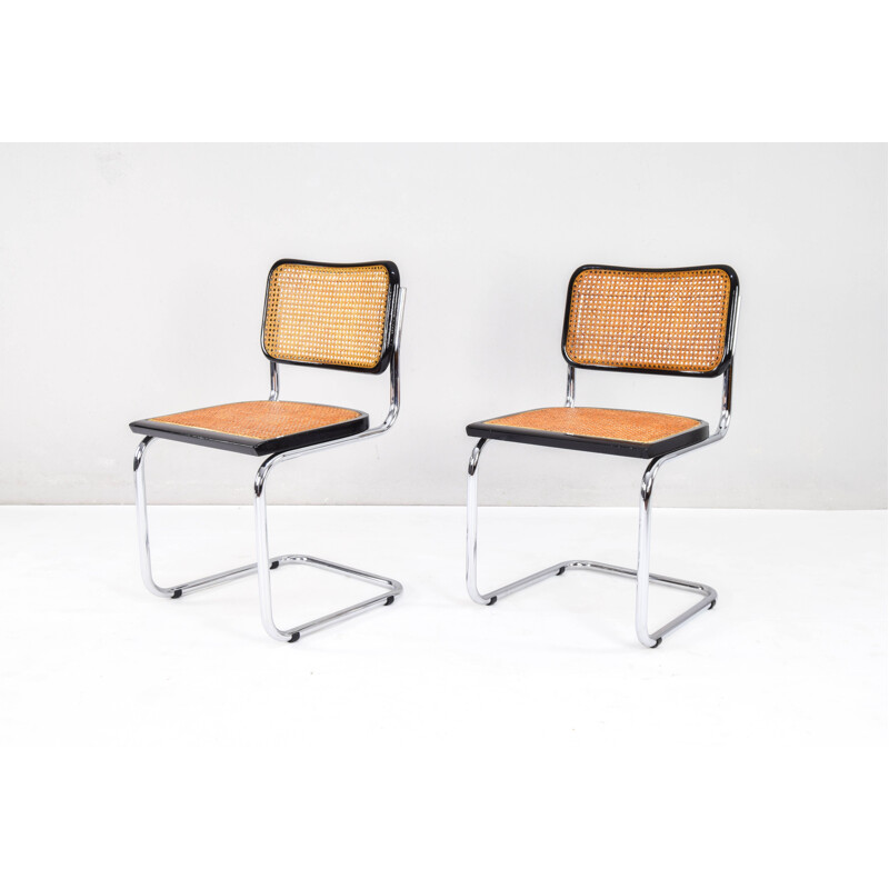 Pair of mid-century B32 Cesca chairs by Marcel Breuer, Italy 1970s