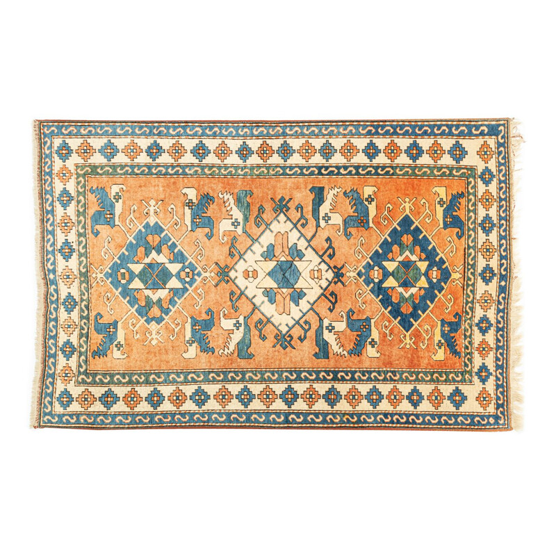 Vintage wool Kazak rug, Turkey 1960s