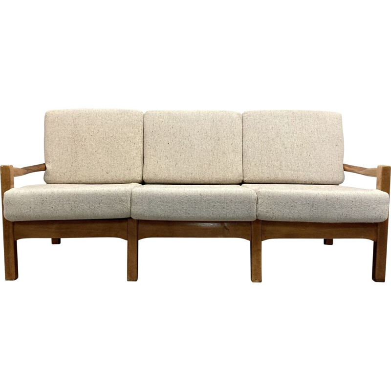 Skandinavisches 3-Sitzer-Sofa im Vintage-Stil aus Teakholz und Wolle, 1950