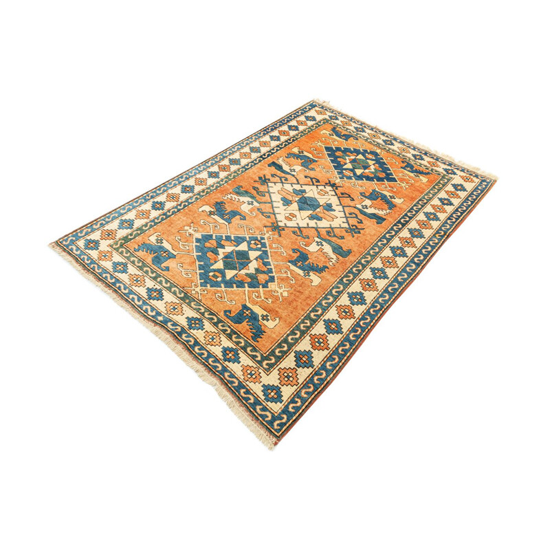 Vintage Kazak wollen tapijt, Turkije 1960