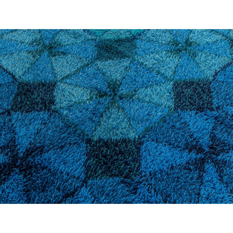 Alfombra vintage de lana azul, Alemania 1970