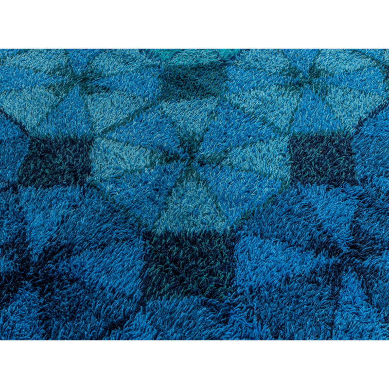 Vintage-Teppich aus blauer Wolle, Deutschland 1970