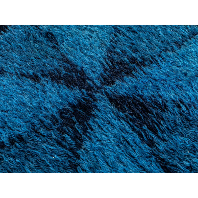 Vintage blue wool rug, Germany 1970s