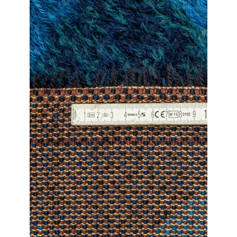 Vintage blauw wollen tapijt, Duitsland 1970