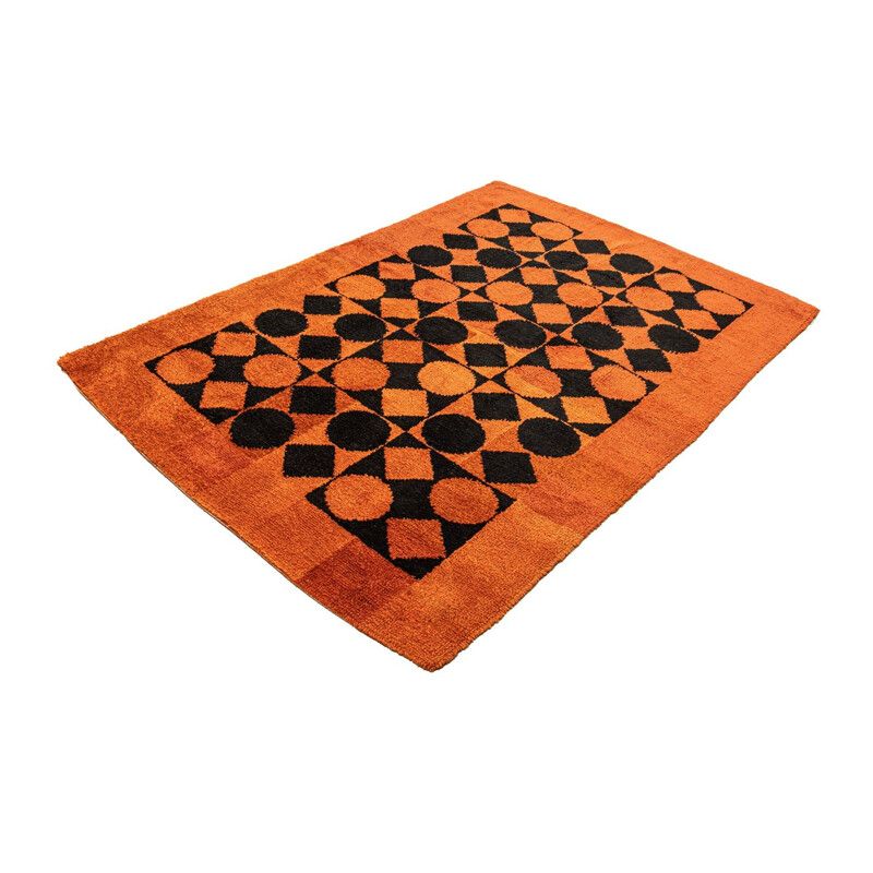 Tapis vintage en laine orange, Allemagne 1970