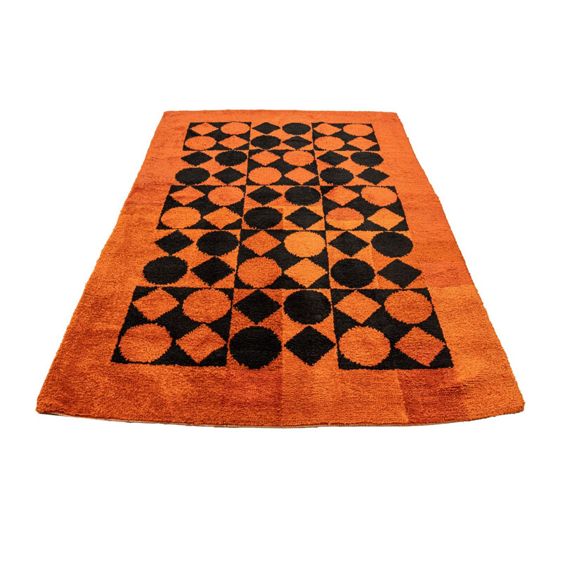 Vintage oranje wollen tapijt, Duitsland 1970