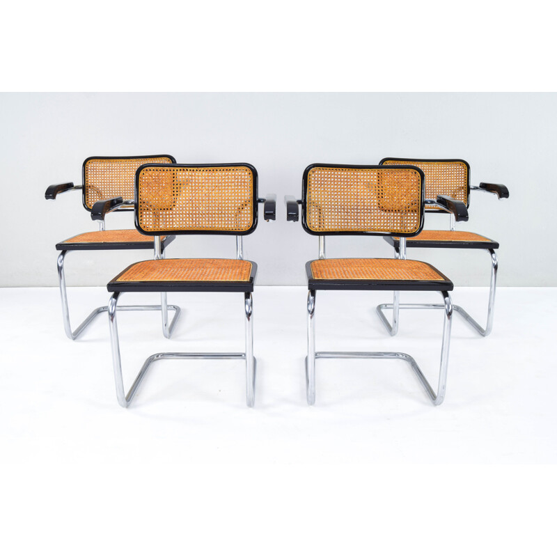 Set of 4 mid-century Italian B64 Cesca chairs by Marcel Breuer, 1970