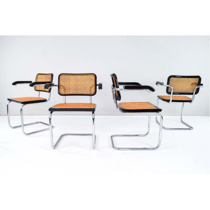 Set of 4 mid-century Italian B64 Cesca chairs by Marcel Breuer, 1970