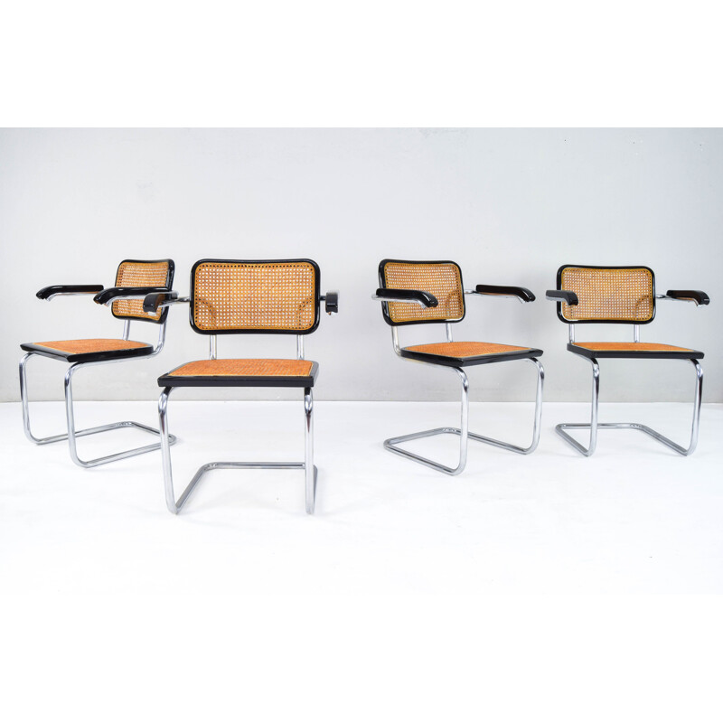 Ensemble de 4 chaises Cesca B64 italiennes vintage par Marcel Breuer, 1970