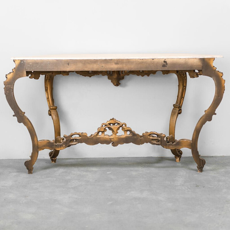 Vintage in gold wood dressing table, 1950s