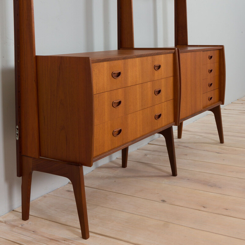 Scandinavian mid century wall unit with 2 glass cabinets, 1960s