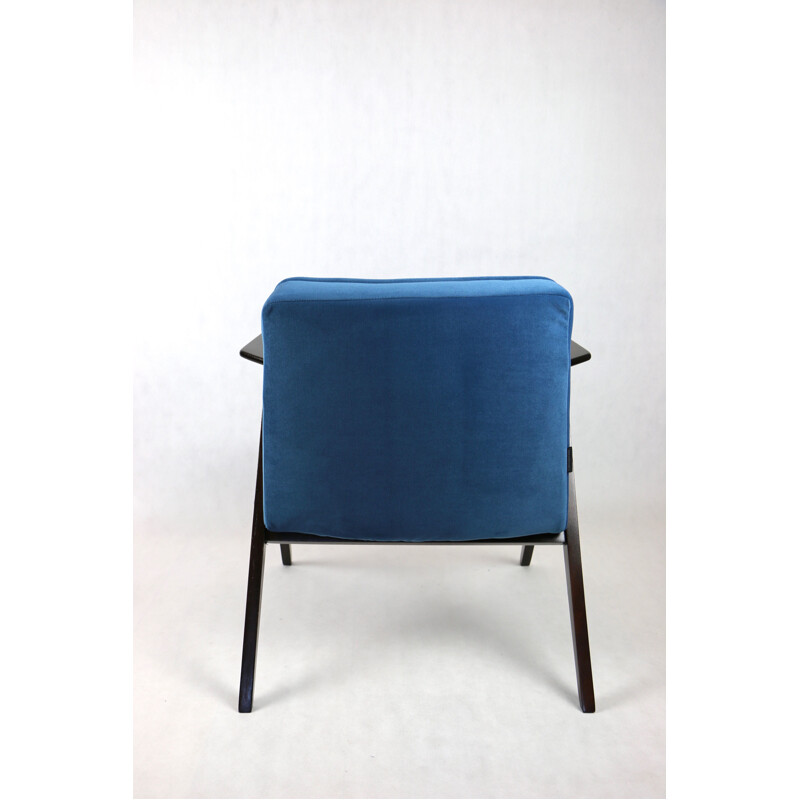 Vintage blue marine Bunny armchair by Józef Chierowski, 1970s