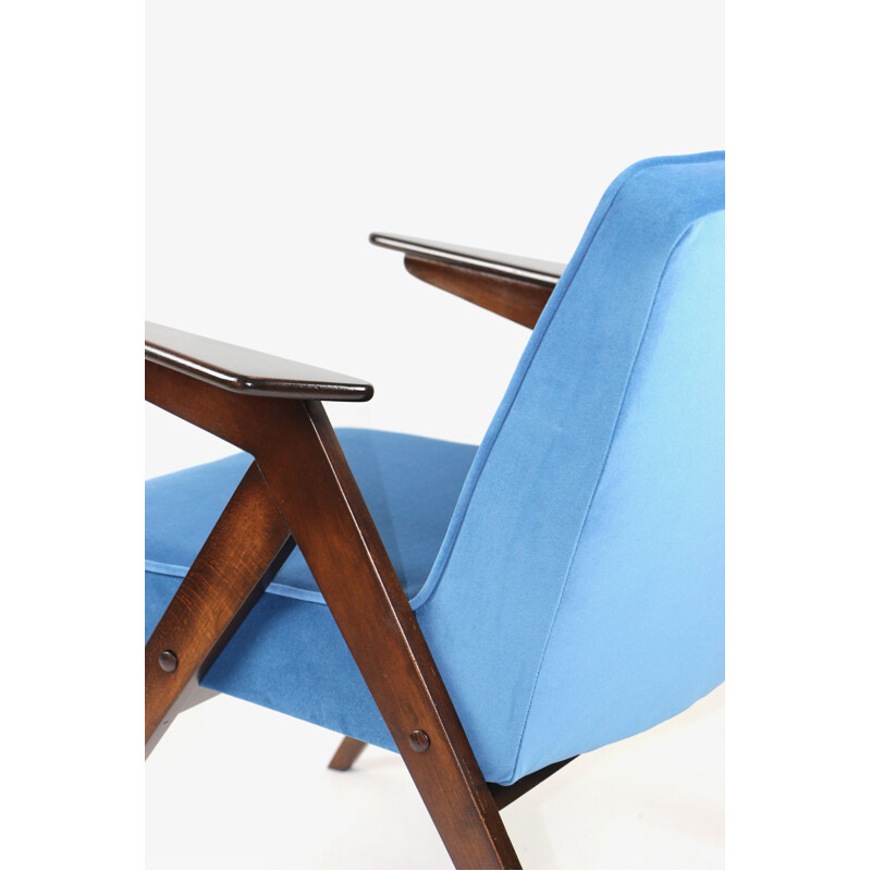 Vintage blue marine Bunny armchair by Józef Chierowski, 1970s