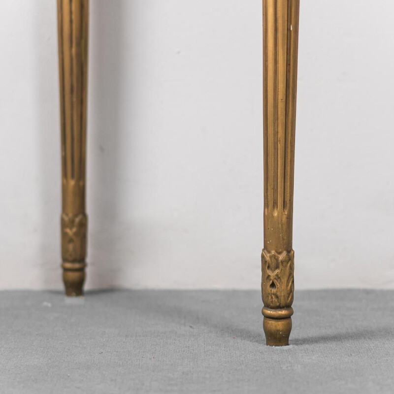 Vintage gold wood and marble dressing table, 1950s