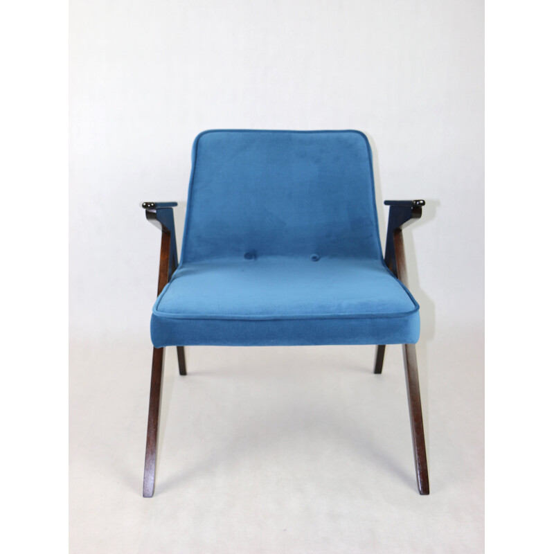 Vintage blue marine Bunny armchair by Józef Chierowski, 1970s