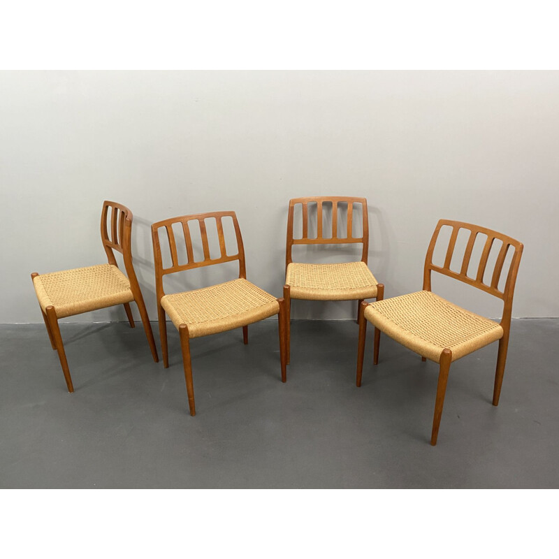 Set of 4 vintage model 83 dining chairs in teak by Niels Otto Möller for JL Möllers, Denmark 1960s