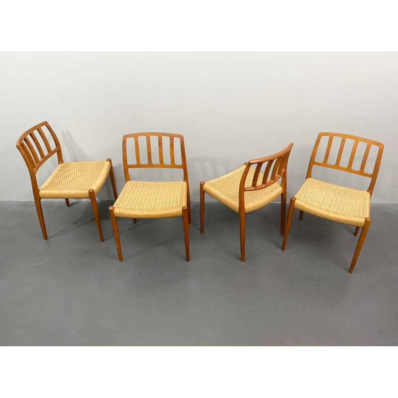 Set van 4 vintage teakhouten stoelen model 83 van Niels Otto Möller voor JL Möllers, Denemarken 1960