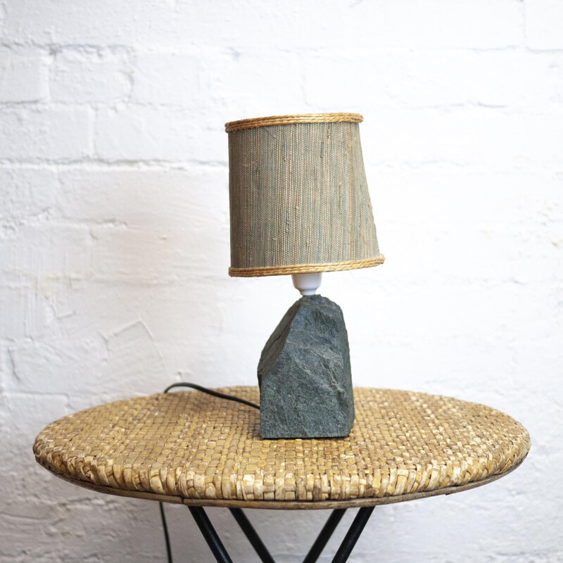 Vintage blue slate table lamp, 1970s