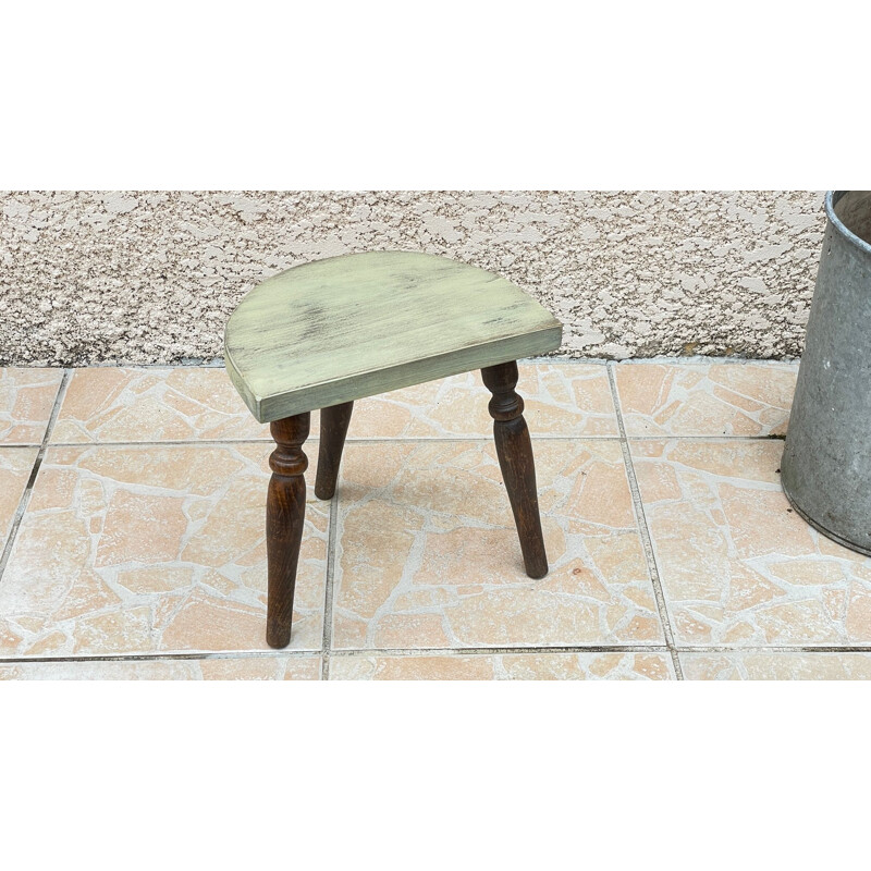 Mini tripod stool vintage wood