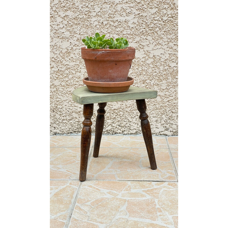 Mini tripod stool vintage wood