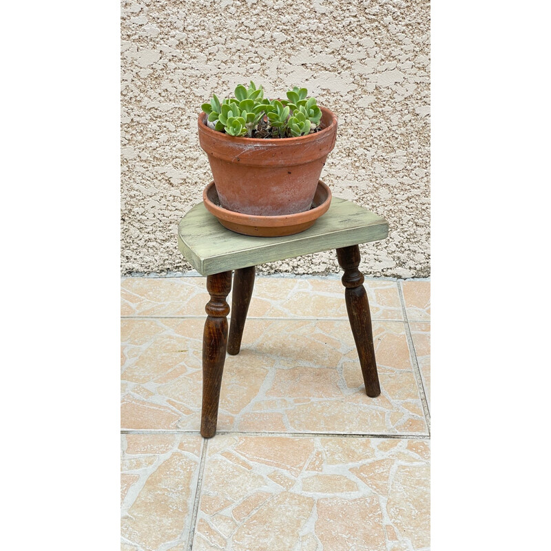 Mini tripod stool vintage wood