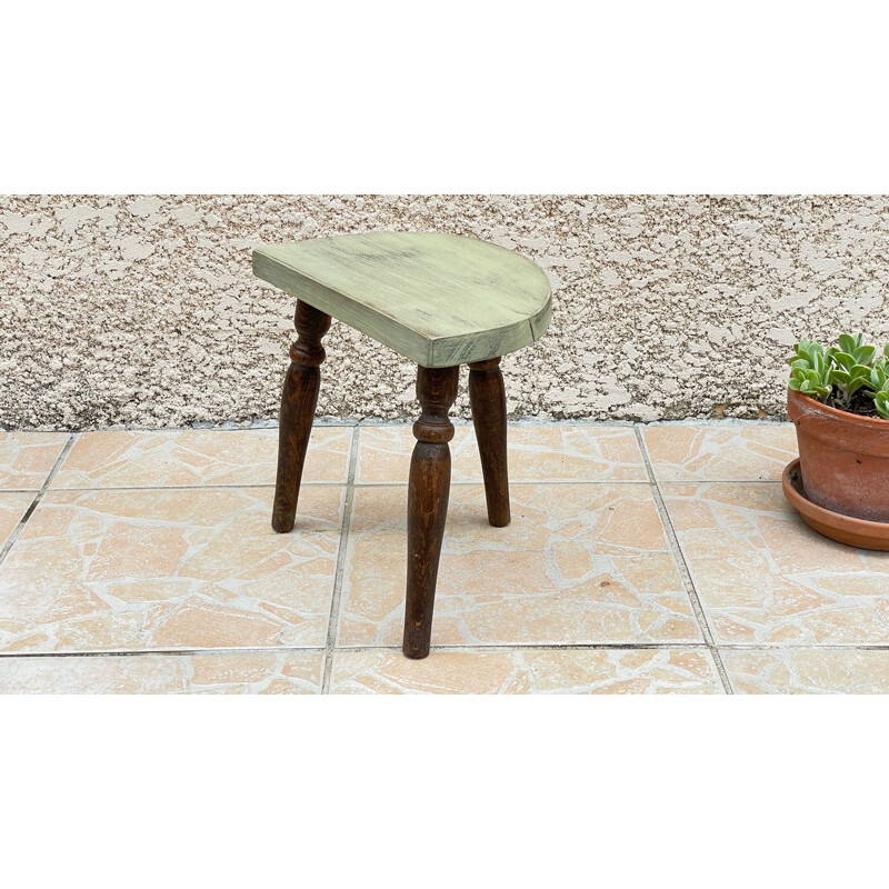 Mini tripod stool vintage wood